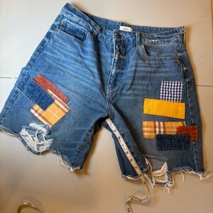 Rue21 Blue Jean Shorts with Multicolor Patches